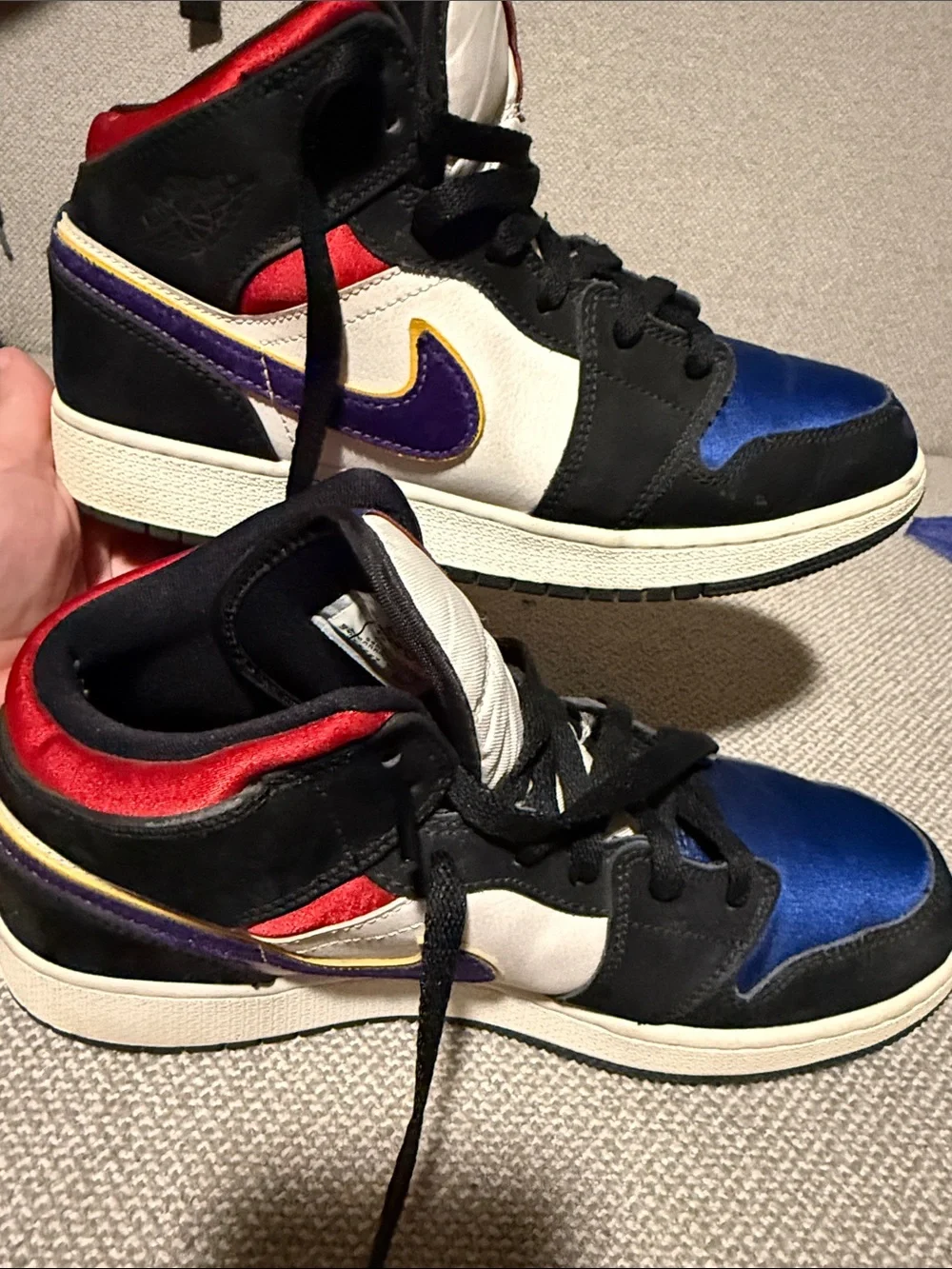 Nike Kids Air Force 1 mid satin red blue 6.5Y or 8W